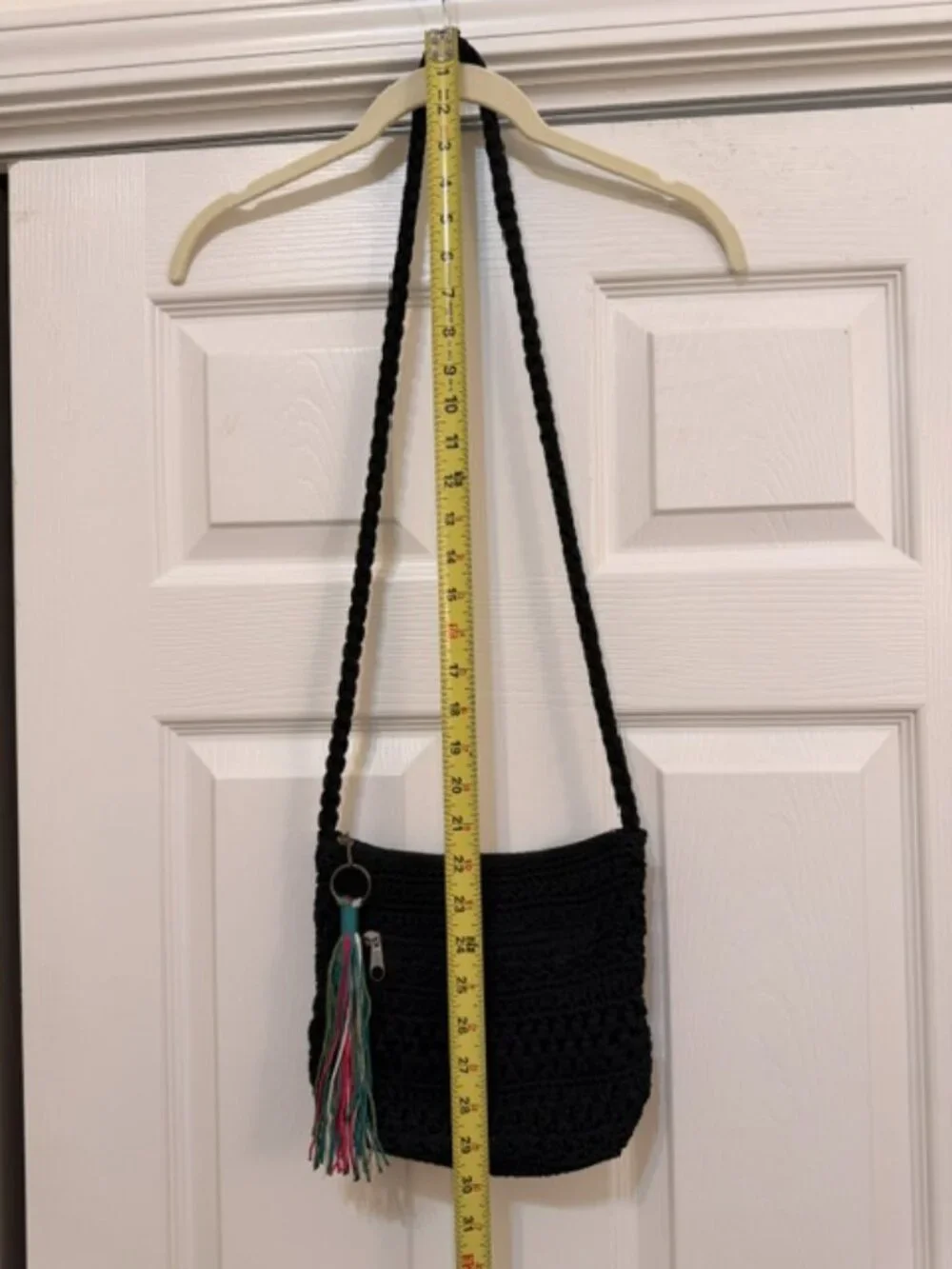 CROFT & BARROW CROCHETED BLACK SHOULDER BAG PURSE